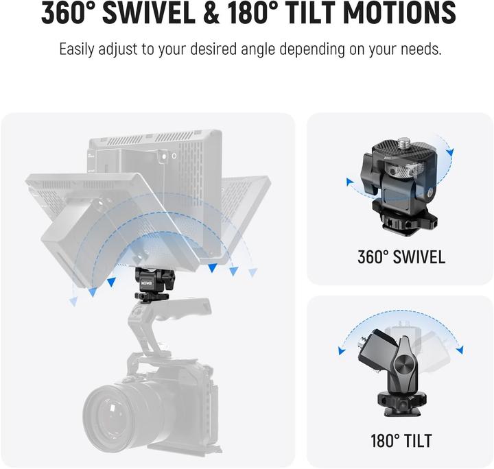 Immagine prodotto Neewer 360° Swivel & 180° Tilt Damping Adjustable Cold Shoe Monitor Mount (Accessori per monitor)