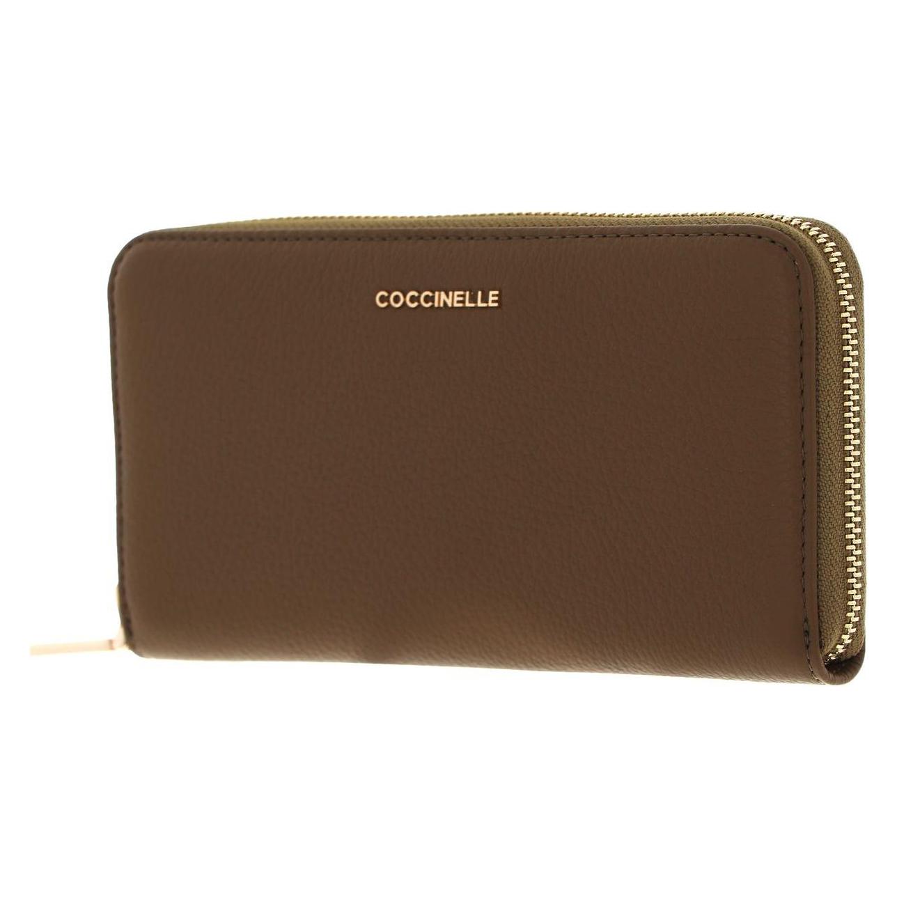 Coccinelle, Damen, Portemonnaie, Metallic Soft Zip Wallet Grainy Leather, Grün
