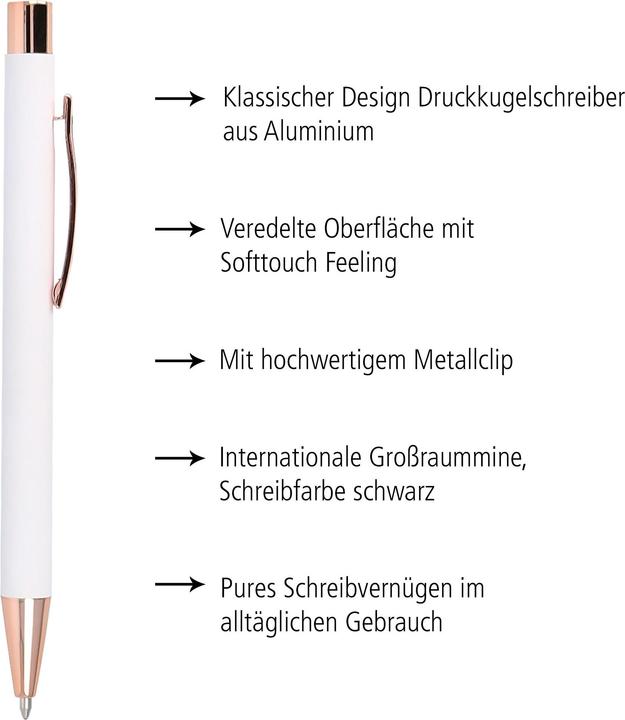 Image du produit Online Stylo à bille Soft Metal Medium (M), Blanc Rosé (Blanc, Rose, 3x)