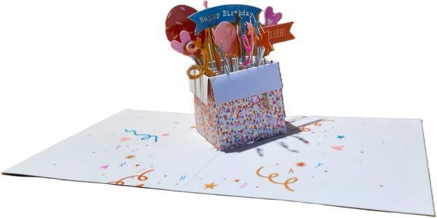 Pop-Up Karte - Ballonbox - Happy Birthday, alles Liebe! (1 Stk.)