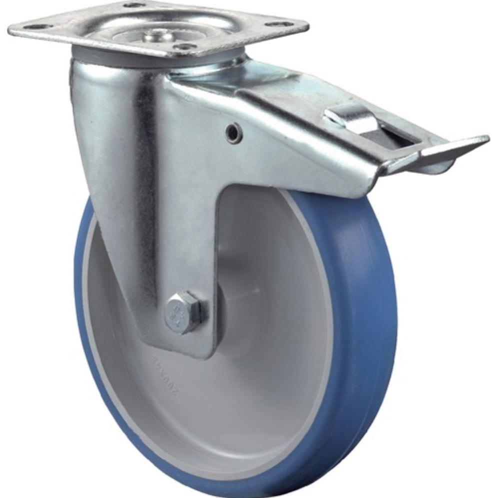 BS Rollen, Möbelrollen, Lenkrolle Rad-Ø 80 mm Tragfähigkeit 125 kg mit Totalfeststeller Polyurethan 104x80mm blau