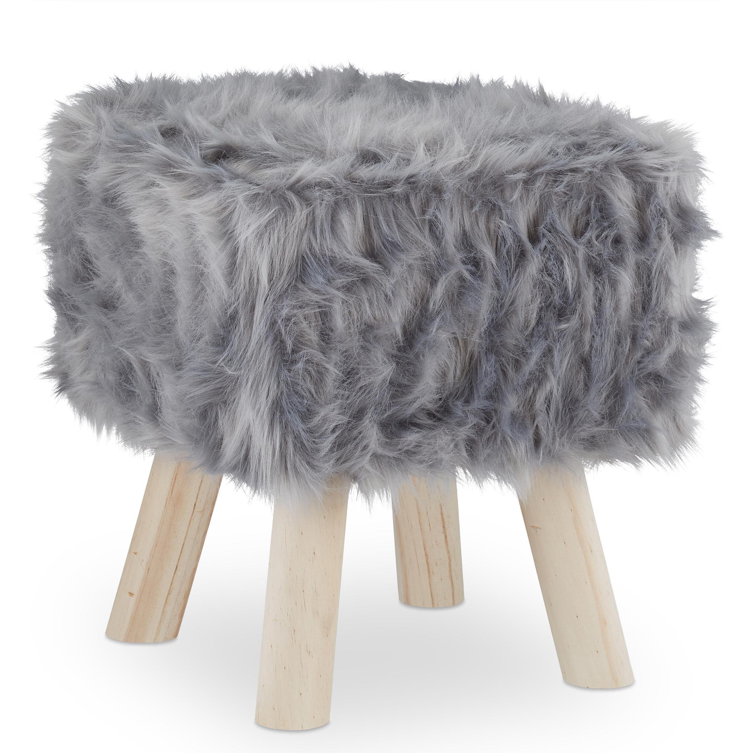 Thumbnail - Relaxdays, Hocker + Pouf, Fellhocker