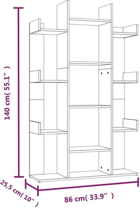 Produktbild vidaXL Bücherregal (86 x 25.50 x 140 cm)