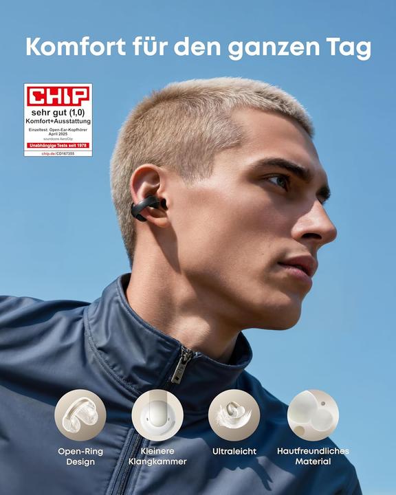 Actual product image soundcore AeroClip Open-Ear Clip-On Earbuds (NC, Wireless)