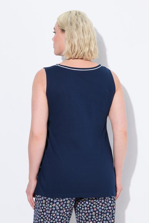 Produktbild Ulla Popken Pyjama-Tops, 2er-Pack, uni/Blüten, Rundhals, ärmellos (50, 52)