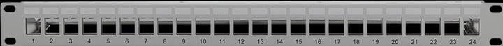 Actual product image LogiLink 19" patch panel for 24 Keystone modules, with labelling fields and cable clamp