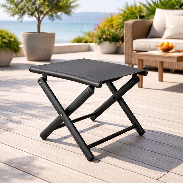 Produktbild Mojawo Garten Klapphocker / Fusshocker Metall - Textilen Anthrazit / Grau