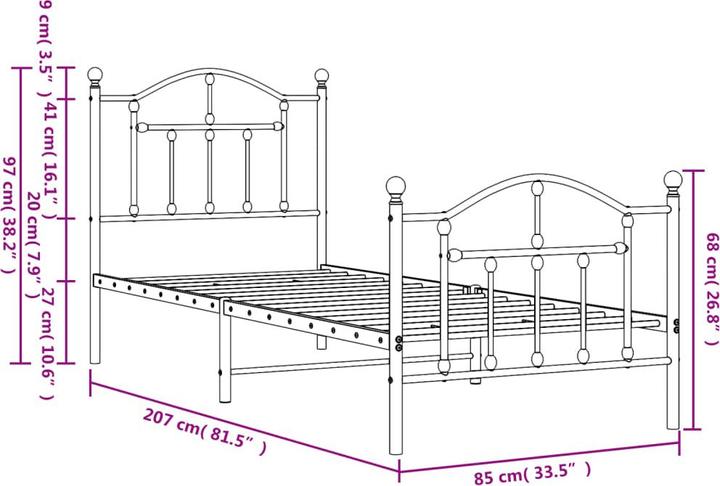 Produktbild vidaXL Bettgestell (80 x 200 cm)