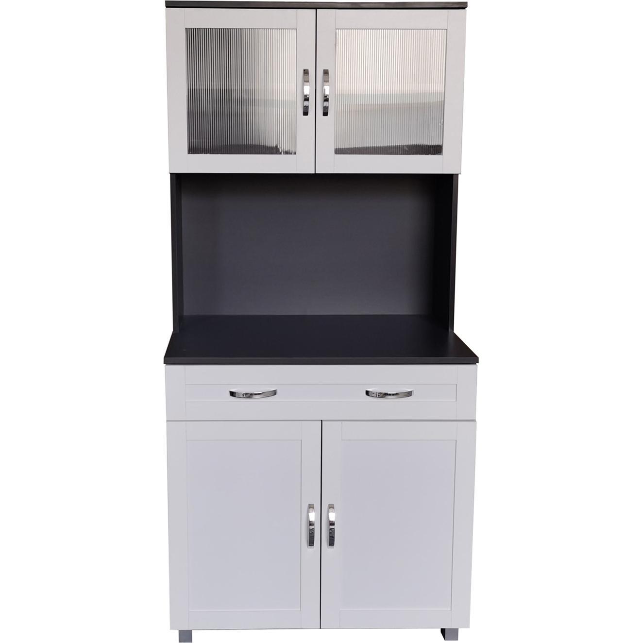 HTI-Living, Regal, Küchenbuffet mit Glasteil Grau/Weiss Blanca