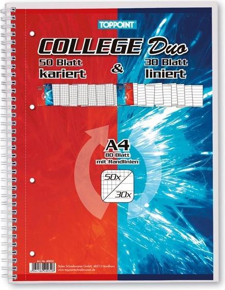 Stylex Kollegeblock Duo A4 vierkant/linnen 50/30 vellen (A4, Speciale groeven, Softcover)