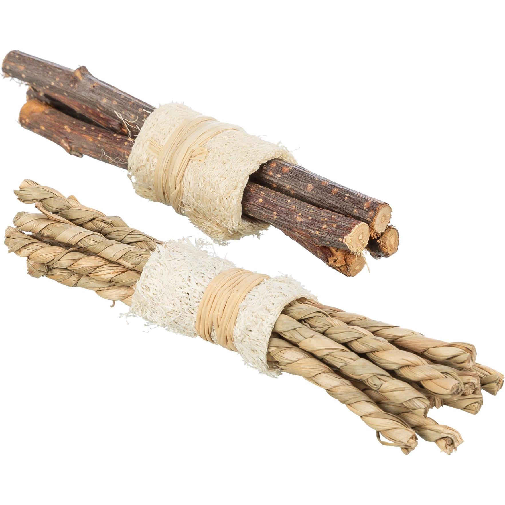 Meilleurs prix pour Jouet en bois, algues et luffa pour rongeur et lapin - Set de 2 bâtonnets