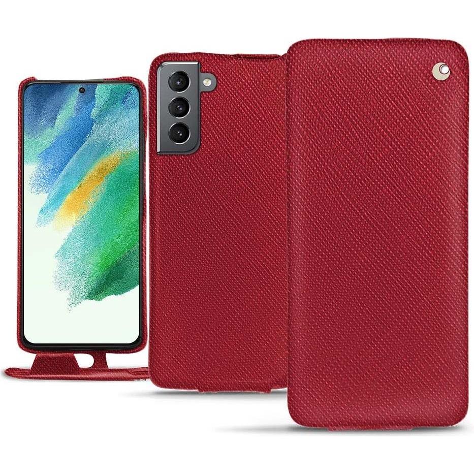 Noreve Lederschutzhülle vertikal (Samsung Galaxy S21 FE), Smartphone Hülle, Rot