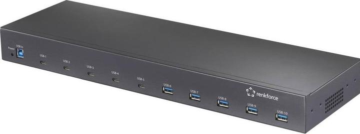 Actual product image Renkforce 483 mm (19") Rack Mount 10-Port USB 3.2 Gen 2 Hub USB 3.2 Gen 2-Hub f (USB-A, 10 ports)