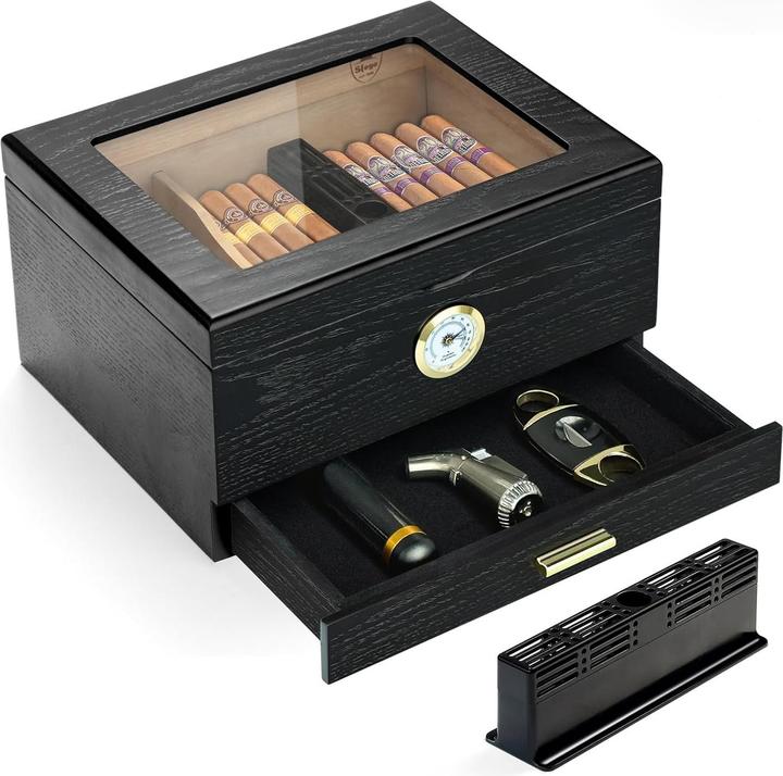 Slege Zigarren Humidor mit Hygrometer und Befeuchter (40)
