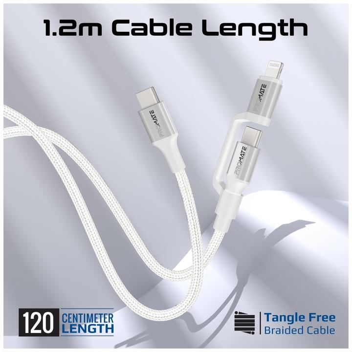 Produktbild ProMate PowerLink-CCi White Multikabel (1.20 m, USB 2.0, 60 W)