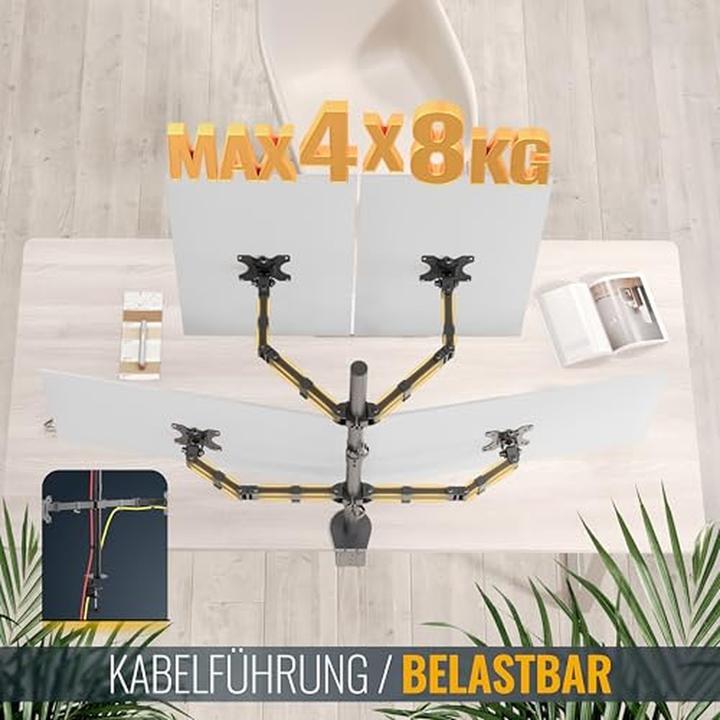 Image du produit Ricoo Support moniteur téléviseur bureau, bras articulé universel VESA pour écrans plats (Tables, 27", 8 kg)