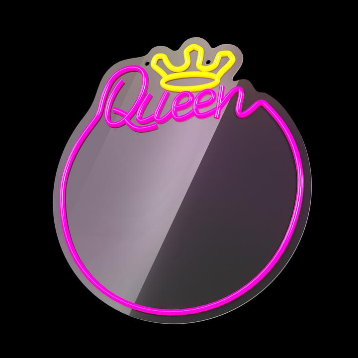 Productafbeelding Forever Light Neon MIRROR LED QUEEN warm wit roze FMNE04