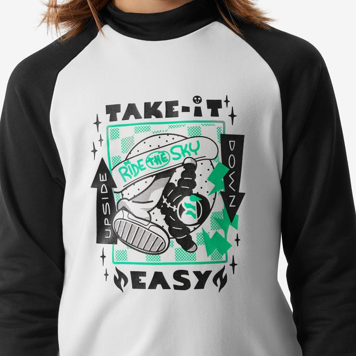 Actual product image Wedze Ski underwear functional shirt for children - BL 500 black/white with motif (140)