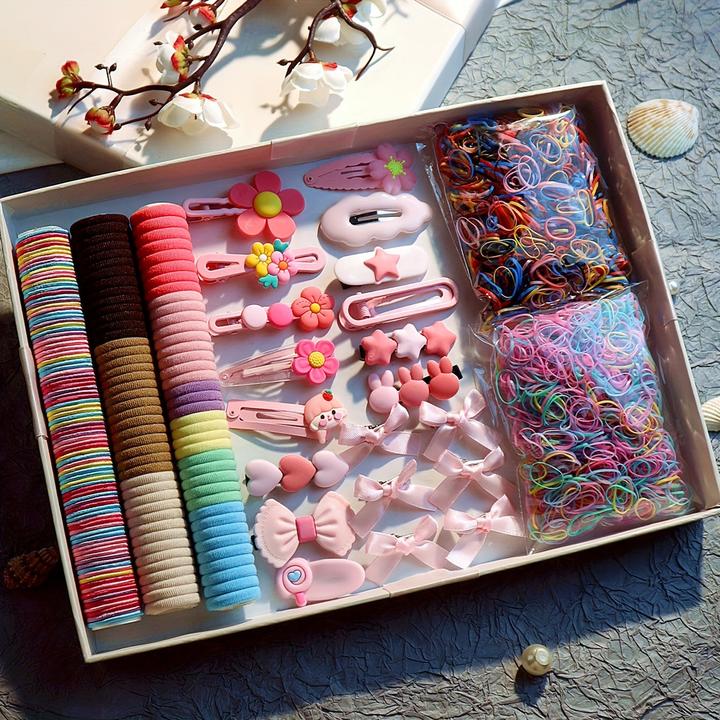 Activity Board 2170pcs Haar Styling Wesentliche Zubehör bunte elastische Haarbänder Harz Haar Zubehör Set (2170 Stk.)