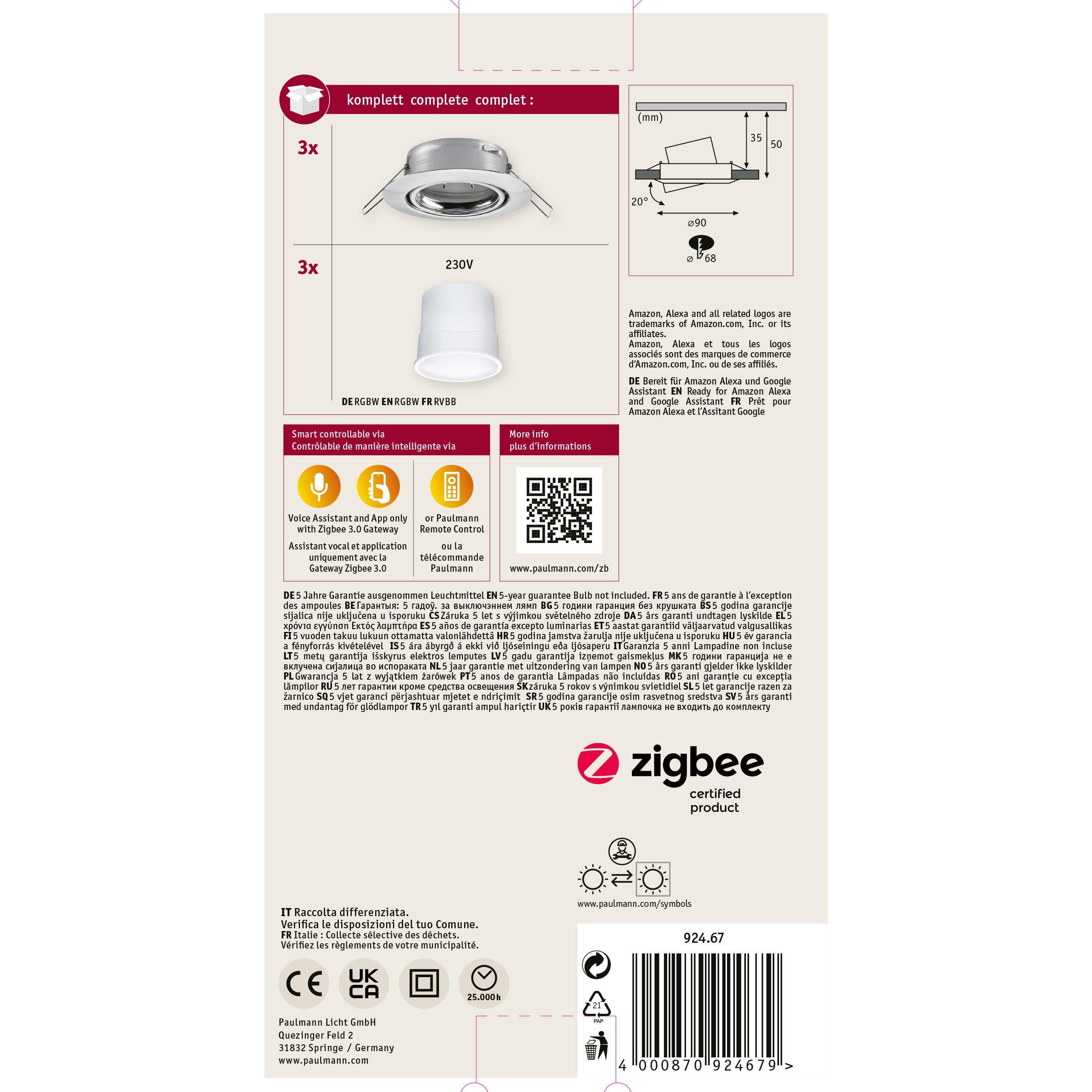 Thumbnail - Paulmann, Wandleuchte + Deckenleuchte, Einbauleuchte Base Set (420 lm)
