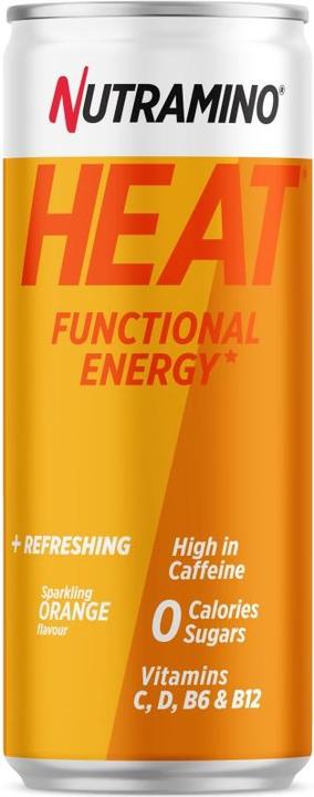 Actual product image Nutramino HEAT Energy Drink 330ML -Low Caffeine Orange- NEW DK, FR & EN (24 x)