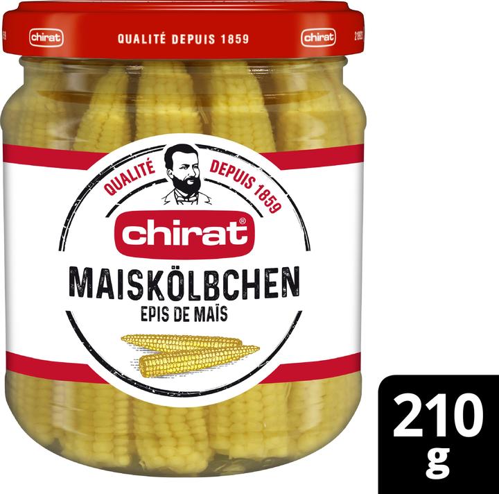 Actual product image Chirat Vinegar corn cobs, crunchy corn ideal for raclette, fondue, aperitif, cold plates & grilling (210 g)