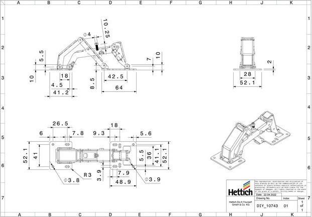 Image du produit Hettich Weitwinkel-Aufschraubscharnier mit Feder, Stahl vernickelt, 1 Stck
