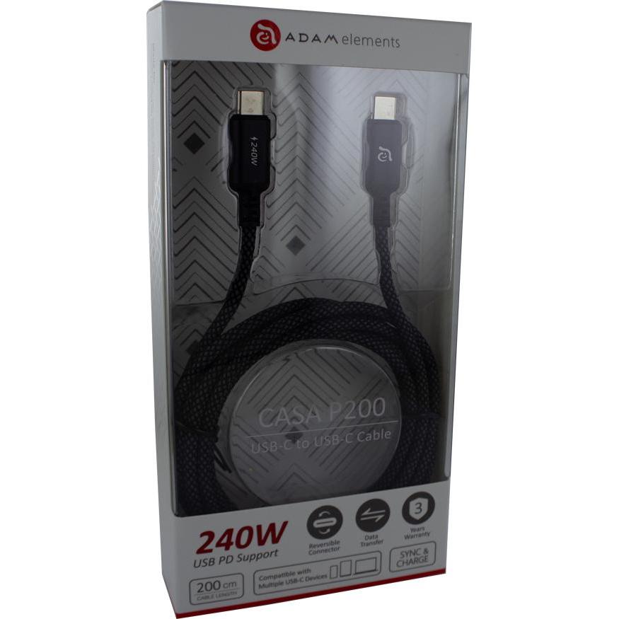 Adam Elements Adam Cotton 240W USB-C Ladekabel 2m Schwarz, USB Kabel