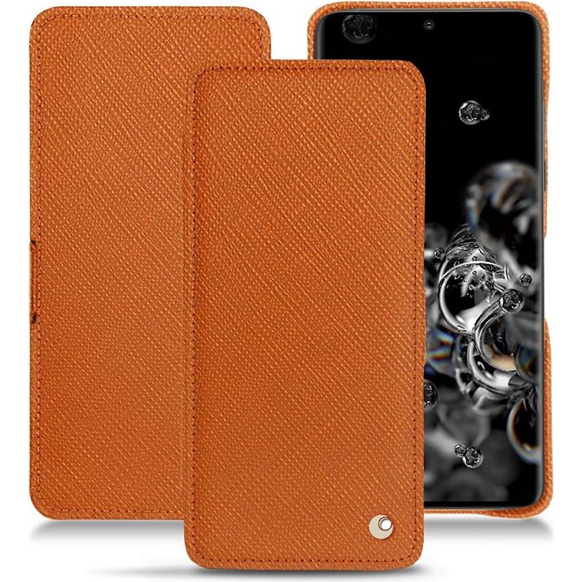Noreve Lederschutzhülle horizontal (Samsung Galaxy S20 Ultra 5G), Smartphone Hülle, Orange