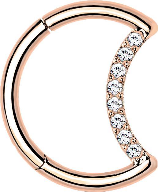 Image du produit Star Piercing Micro anneau segment pliable or rose lune avec cristaux (Titane, sans laiton)