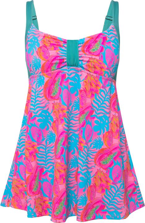 Produktbild Ulla Popken Badekleid, Neon-Blätterdruck, Softcups, Powermesh-Futter (48)