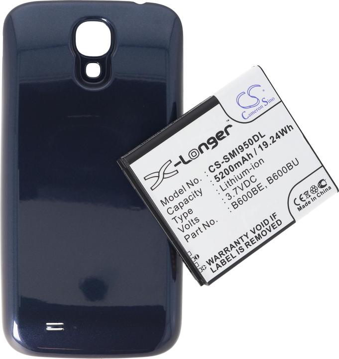 Actual product image Samsung Galaxy S4 battery, GT-I9500 with blue additional cover (Rechargeable battery, Galaxy S4)