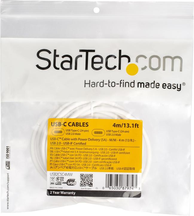 Produktbild StarTech USB-C - USB-C (4 m, USB 2.0, 100 W)