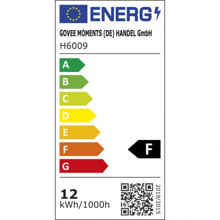 Label énergétique Govee Smart Light Bulb (E27, 9 W, 1200 lm, 1 x, F)
