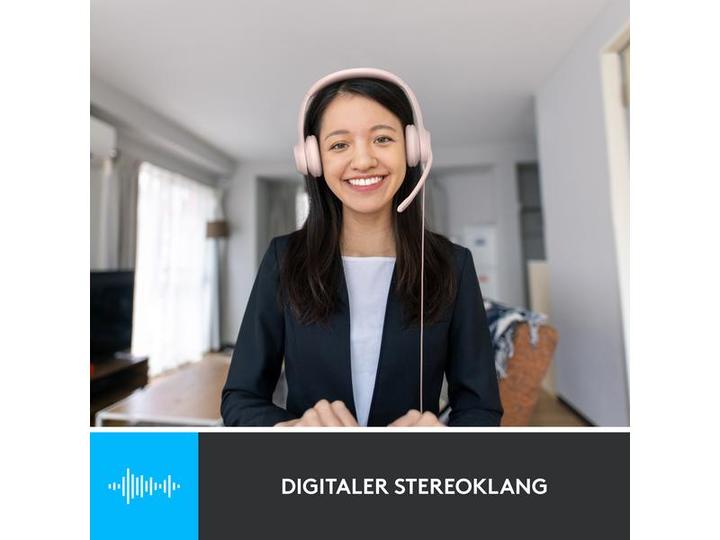 Actual product image Logitech Wired H390 headset - ROSE - USB (Cable, USB-A)