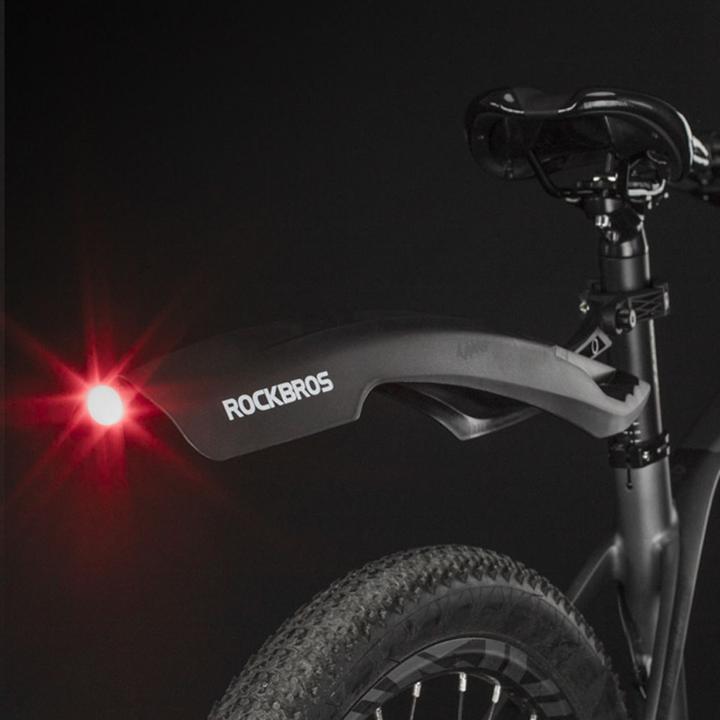 Actual product image Rockbros DNB8001 mudguard with red LED light - black (Rear mudguard)