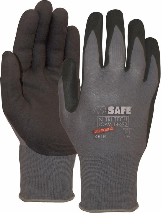 Actual product image M-Safe Work Glove Nitri-Tech Foam 9, Grey Black. (9)