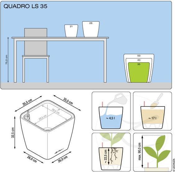 Produktbild Lechuza Quadro LS (35.50 x 35.50 x 32.50 cm)