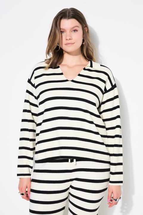 Produktbild Studio Untold Polo-Pullover, oversize, Strukturstrick mit Ringeln (42, 44)