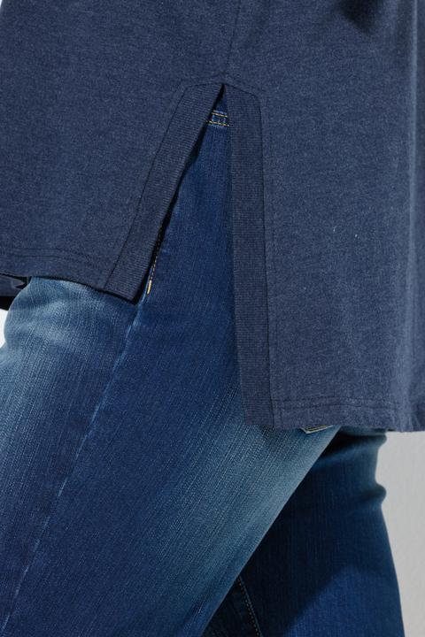 Produktbild Ulla Popken Sweatshirt, lange Seitenschlitze, V-Ausschnitt, Langarm (62)