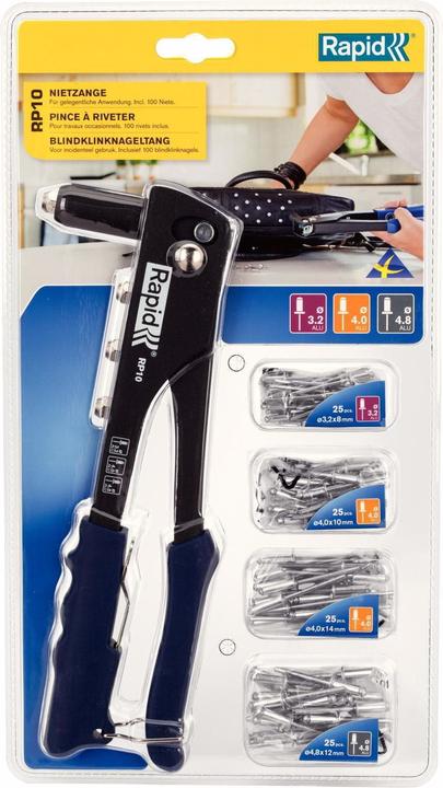 Actual product image Rapid RP10 blind rivet pliers + 100 rivets (30 mm)