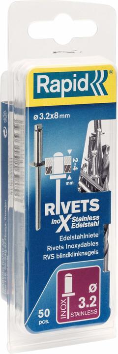 Immagine prodotto Rapid Rivetto cieco in acciaio inox Ø 3,2 x 8 mm
