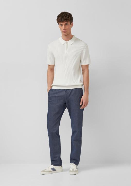 Produktbild s.Oliver Strickpullover Geripptes Strick-Polo aus Baumwolle mit Reissverschluss (M)