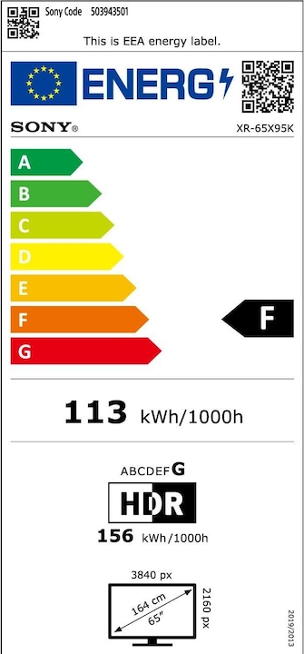 Energie-Label Sony XR-65X95K (65", X95K, Mini-LED, 4K, 2022)