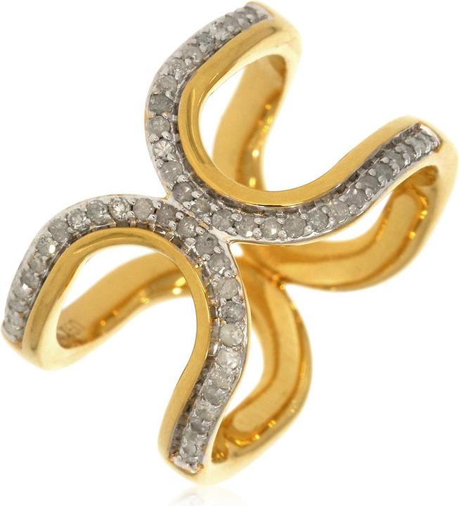 Produktbild Xen Ring mit 54 weissen Diamanten ca. 0,26 ct. gelbvergoldet (58, 925 Silber)