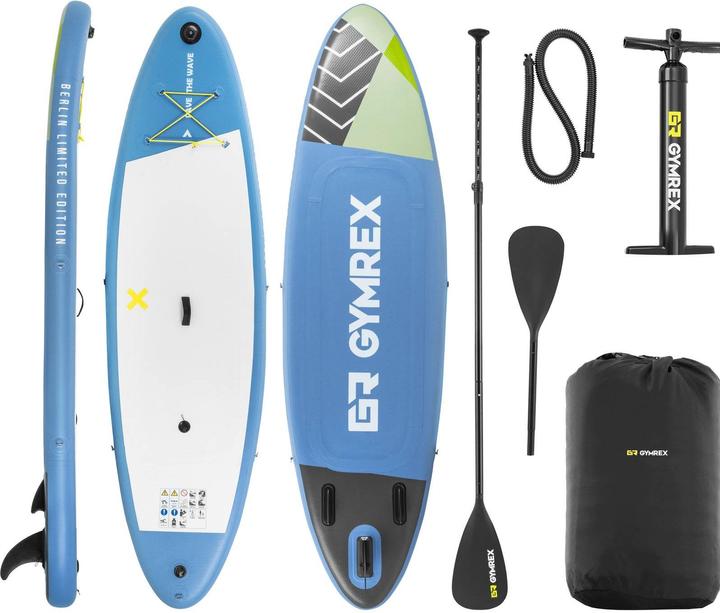 Actual product image Gymrex Inflatable paddle board - inflatable - 105 kg - light blue- double chamber - 302 x 81 x 38 cm (10'10")