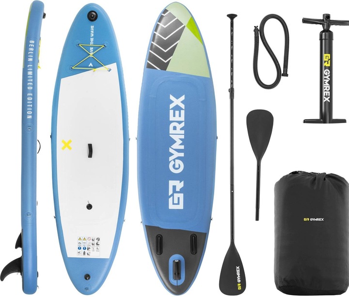 Actual product image Gymrex Inflatable paddle board - inflatable - 105 kg - light blue- double chamber - 302 x 81 x 38 cm (10'10")