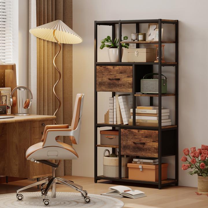 Produktbild Homcom Bücherregal Stahl, Spanplatte Rustikal-Braun