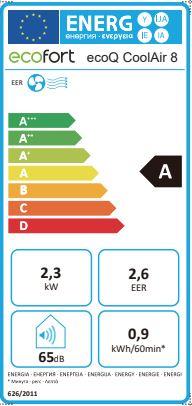 Energie-Label ecofort ecoQ CoolAir 8 (20 m², 8000 BTU/h)