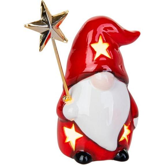 MICA Living, Weihnachtsbeleuchtung, Wichtel rot/gold/weiss - mit LED - ca. 8,5 x 6,5 x 12 cm